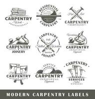 Set of modern carpentry labels vector