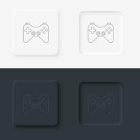 Joystick game controller gaming. Neumorphic style button line icon. vector