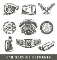 Set of elements of the car service isolated on white background vector