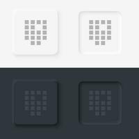 Sequence, biology, neomorphism style, vector icon with button. On black and white background