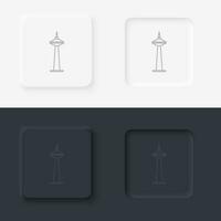 Building outline icon. Neumorphic style button vector iconon black and white background set