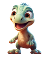 Happy cute baby velociraptor, baby dinosaur ai generated image. High quality ai image png