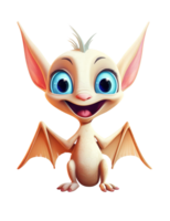 Happy cute face pteranodon, cute baby dinosaur ai generated image. High quality ai image png