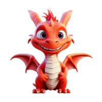 Happy cute baby red dragon, Cartoon cute baby dragon ai generated image. High quality ai image png