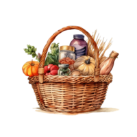 Woven basket, picnic basket, food woven basket ai generated image. High quality ai image png