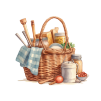 Woven basket, picnic basket, food woven basket ai generated image. High quality ai image png