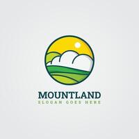montaña logo y vectores, montar, paisaje, sol, colina, red logo vector