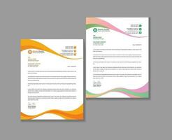 Corporate modern company business letterhead design template with red blue green and yellow color vector