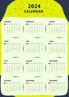 mensual calendario modelo de año 2024. vector diseño