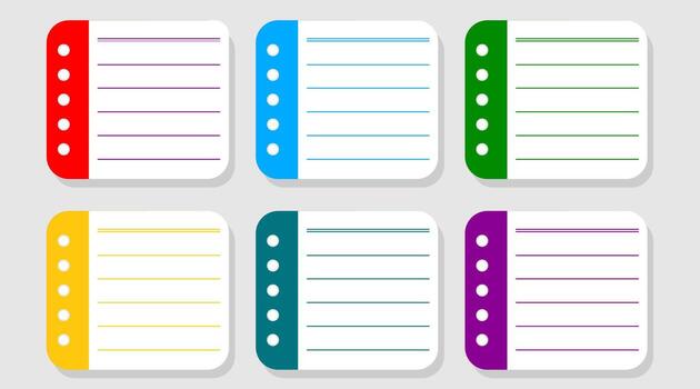 Notebook labels and notepad template. Vector design.