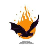 Bat fire design streetwear clothing vector