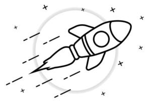 Rocket coloring template. Vector illustration