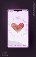 Phone with the screen on, heartbeat check-up, health tracking, lilac female smartphone. Modern and stylish, mockup vector