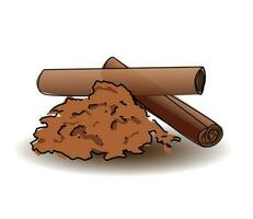 Vector cinnamon sticks and powder isolated on the white background