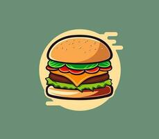 burger with cheese, meat, salad vector illustration
