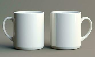 two white mugs photo