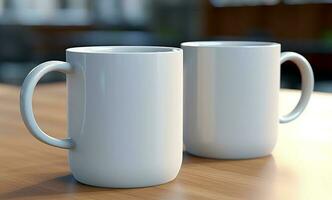 two white mugs photo