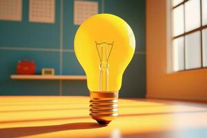 Light bulbs on bright yellow photo