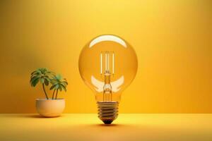 Light bulbs on bright yellow photo