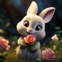 Cute cartoon bunny photo