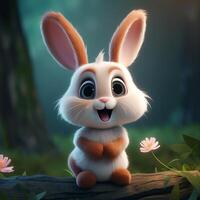 Cute cartoon bunny photo