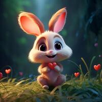 Cute ai generated cartoon bunny photo