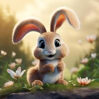 Cute cartoon bunny photo