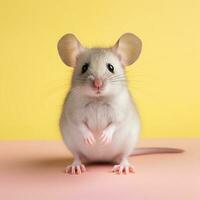 Rat isolated on yellow background photo