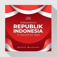 Indonesia independence day social media template design vector