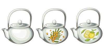 Teapot Collection, Vintage Teapot Illustration vector