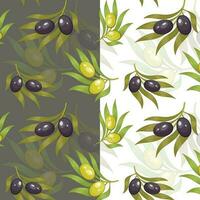 Olive braches seamless pattern botanical background vector