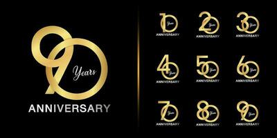 Set of premium anniversary logotype. Golden anniversary celebration emblem design for company profile, leaflet, magazine, brochure, web, banner, invitation or greeting card. vector