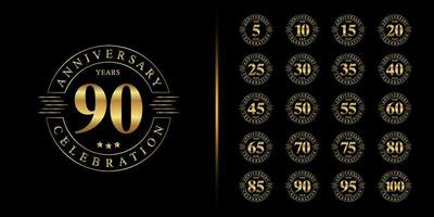 Set of premium anniversary logotype. Golden anniversary celebration emblem design for company profile, leaflet, magazine, brochure, web, banner, invitation or greeting card. vector