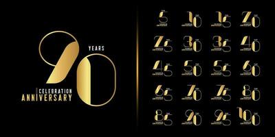 Set of premium anniversary logotype. Golden anniversary celebration emblem design for company profile, leaflet, magazine, brochure, web, banner, invitation or greeting card. vector