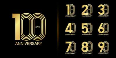 Set of premium anniversary logotype. Golden anniversary celebration emblem design for company profile, leaflet, magazine, brochure, web, banner, invitation or greeting card. vector