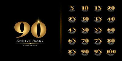 Set of premium anniversary logotype. Golden anniversary celebration emblem design for company profile, leaflet, magazine, brochure, web, banner, invitation or greeting card. vector