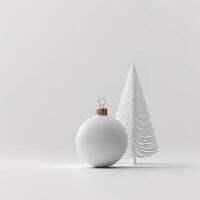Minimalistic Christmas toys on a white background. photo