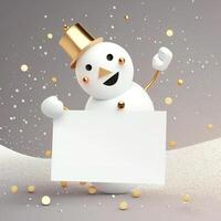 Christmas greeting card mockup snowman. photo