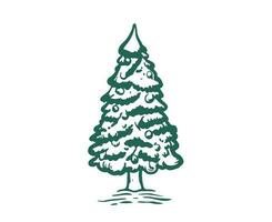 Christmas tree set, Hand drawn illustrations. vector