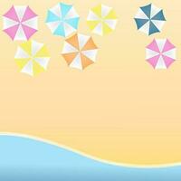 Illustrator vector of top view of  the beach with colorful beach umbrella