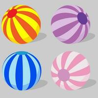 ilustrador vector de colección vistoso pelota de playa en diferente ángulo.