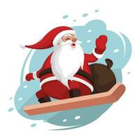 Christmas background skiing santa sketch dynamic cartoon vector