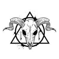 Mystic symbol composition with sacred geometry forms and human skull. Vintage art design concept isolated on white background. Modern vector illustration for print, tattoo.