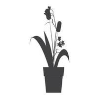 simple silhouette plant with pot logo symbol vector icon illustration design Pro Vector