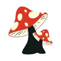 Cartoon mushroom stock illustration. Red and white mushroom with a white background stock illustration vector