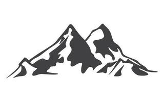 Mountains with trees. Beautiful mountain forest landscape. Black and white vector illustration. Pro Vector