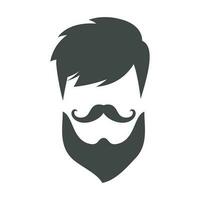 silhouette face man cool with beard mustache logo design vector graphic symbol icon sign illustration creative idea Pro Vector