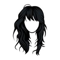 trendy woman short hairs black pink colors . long fringe . fashion beauty  style . emo Japanese . 2930024 Vector Art at Vecteezy