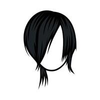 trendy woman short hairs black pink colors . long fringe . fashion beauty  style . emo Japanese . 2930024 Vector Art at Vecteezy