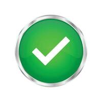 marca de verificación lustroso verde circulo botón. vector